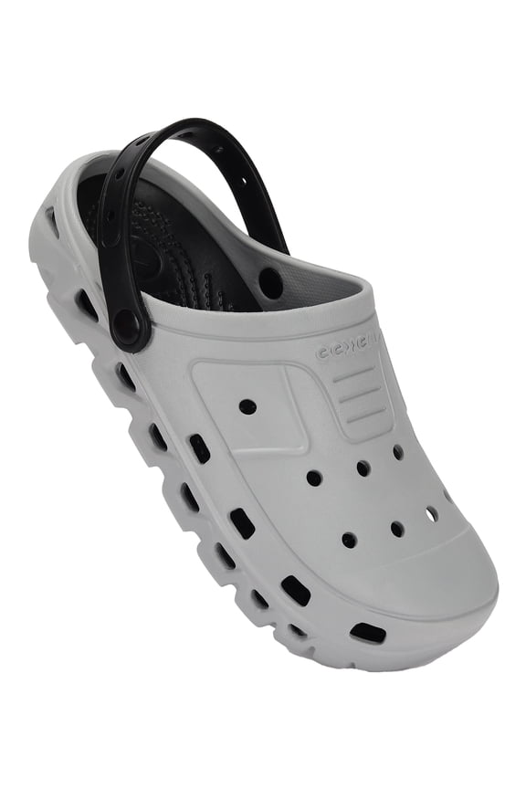 Men's Waterproof Casual Clogs, Medium Low Heel Platform Closed Toe Gray, Size 8