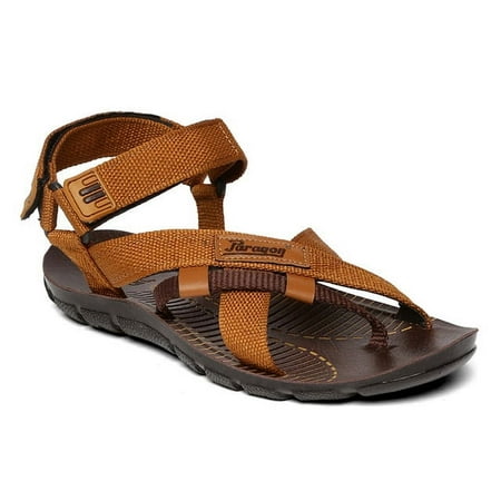 JMAT-Paragon Men's Stylish Sandals, Comfortable Flat Platform Open Toe Sandals, Beige, Size 6