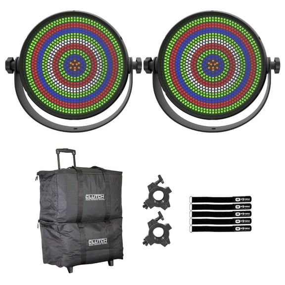 JMAZ Lighting JZ1018 HALO Q4 Strobe QUAD RGBW LED Wash Strobe and Blinder Effect Light 2-Pack with Bags Package