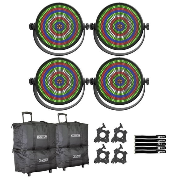 JMAZ Lighting JZ1018 HALO Q4 Strobe QUAD RGBW LED Wash Strobe and Blinder Effect Light 4-Pack with Bags Package