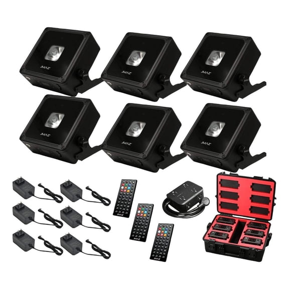 JMAZ Lighting JZ1045 MAD PAR BULLS IP 6PK 20W RGBA LED Battery Powered Outdoor Uplight Kit