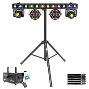 JMAZ Lighting JZ2008 Versa Flex Bar All-In-One Lighting System with JZ2012 Pars, Stand & Fog Machine Package