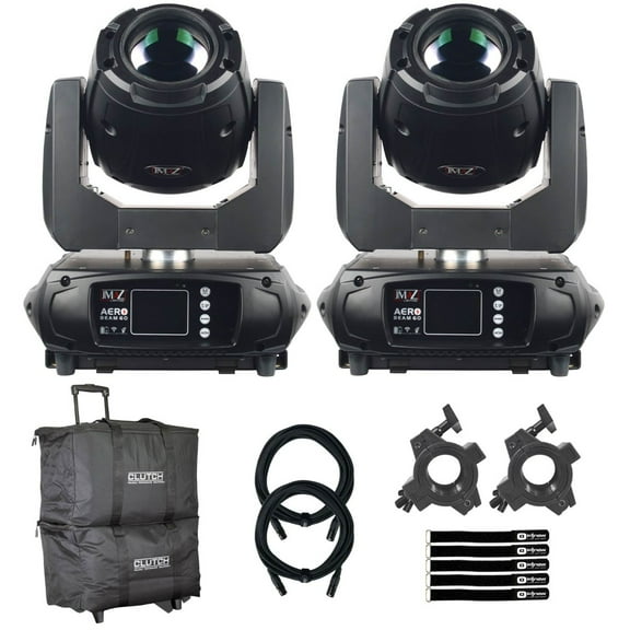 JMAZ Lighting JZ3004 AERO BEAM 60 Battery Powered 60W LED Moving Head 2-Pack with Cases Package