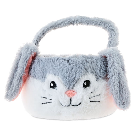 Jumbo Plush Bunny Basket, Gray, 22" x 16", Easter by Way To Celebrate