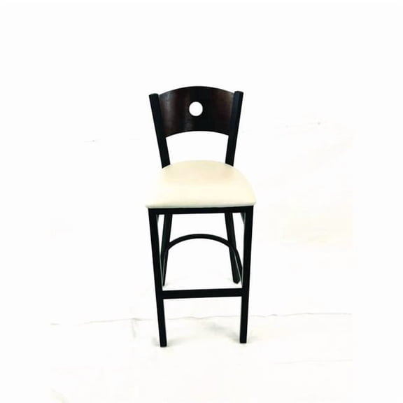 JMC Furniture JMCCRBBVCRMC Circle Series Barstool, Supports Up to 300 lbs, 28.5 in. Seat Height, Cream Seat, Dark Walnut Back, Black Base