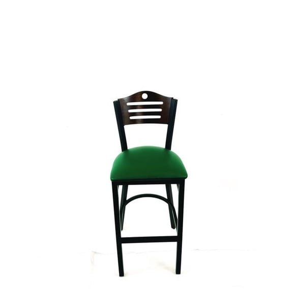 JMC Furniture JMCEBBVGRNC Eagle Series Barstool, Supports Up to 300 lbs, 28.5 in. Seat Height, Green Seat, Dark Walnut Back, Black Base