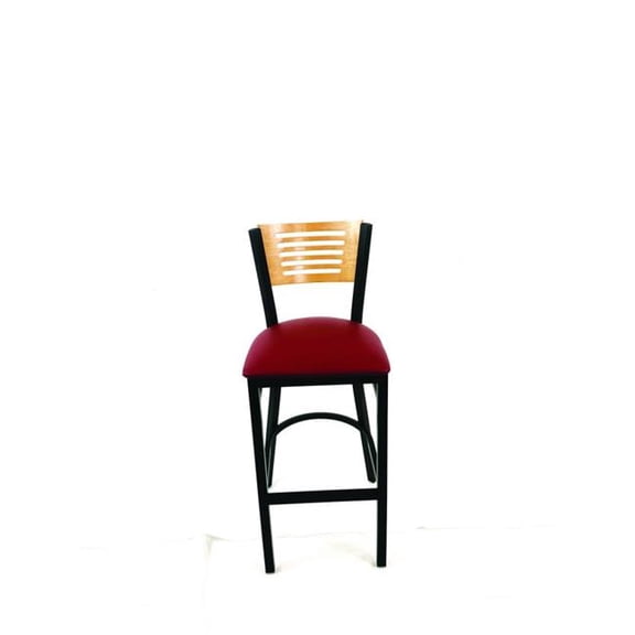 JMC Furniture JMCJRBBVBURD Jones River Series Barstool, Supports Up to 300 lbs, 28.5 in. Seat Height, Burgundy Seat, Natural Back, Black Base