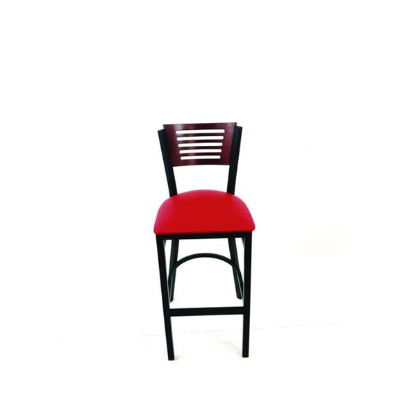 JMC Furniture JMCJRBBVREDB Jones River Series Barstool, Supports Up to 300 lbs, 28.5 in. Seat Height, Red Seat, Dark Mahogany Back, Black Base