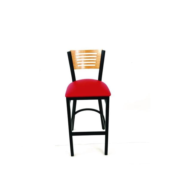 JMC Furniture JMCJRBBVREDD Jones River Series Barstool, Supports Up to 300 lbs, 28.5 in. Seat Height, Red Seat, Natural Back, Black Base