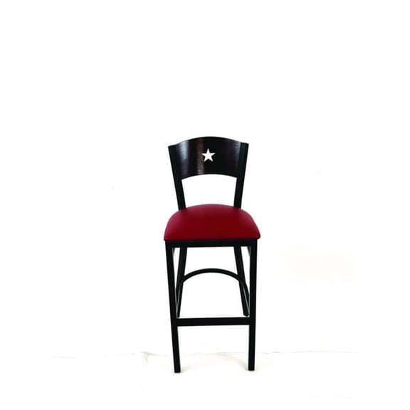 JMC Furniture JMCLBBVBURB Liberty Series Barstool, Supports Up to 300 lbs, 28.5 in. Seat Height, Burgundy Seat, Dark Mahogany Back, Black Base