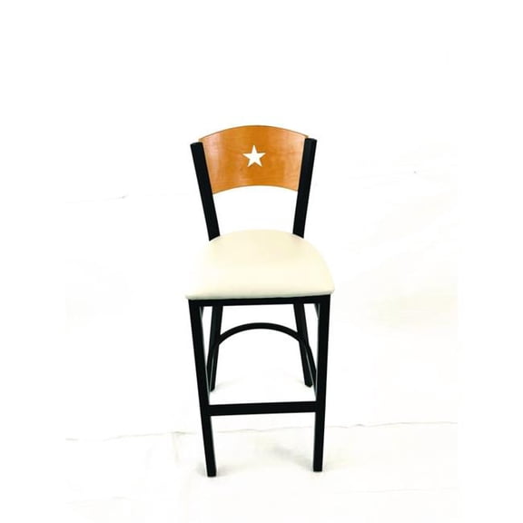 JMC Furniture JMCLBBVCRMD Liberty Series Barstool, Supports Up to 300 lbs, 28.5 in. Seat Height, Cream Seat, Natural Back, Black Base