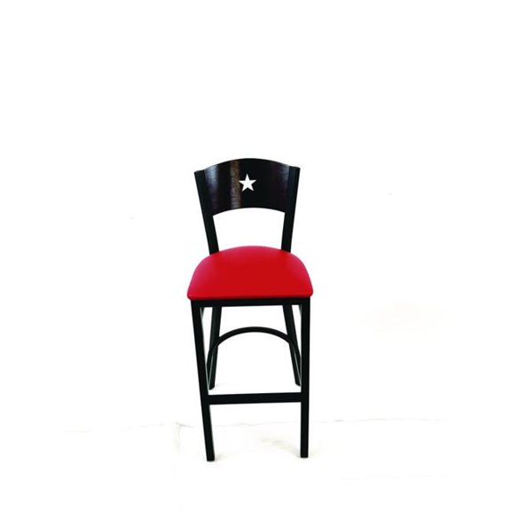 JMC Furniture JMCLBBVREDB Liberty Series Barstool, Supports Up to 300 lbs, 28.5 in. Seat Height, Red Seat, Dark Mahogany Back, Black Base