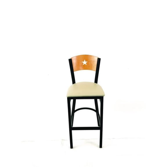 JMC Furniture JMCLBBVTAUD Liberty Series Barstool, Supports Up to 300 lbs, 28.5 in. Seat Height, Taupe Seat, Natural Back, Black Base