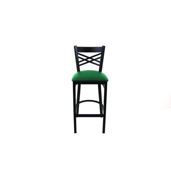 JMC Furniture JMCXBSBVSGRN X Series Barstool, Supports Up to 300 lbs, 29.5 in. Seat Height, Green Seat, Black Back & Base