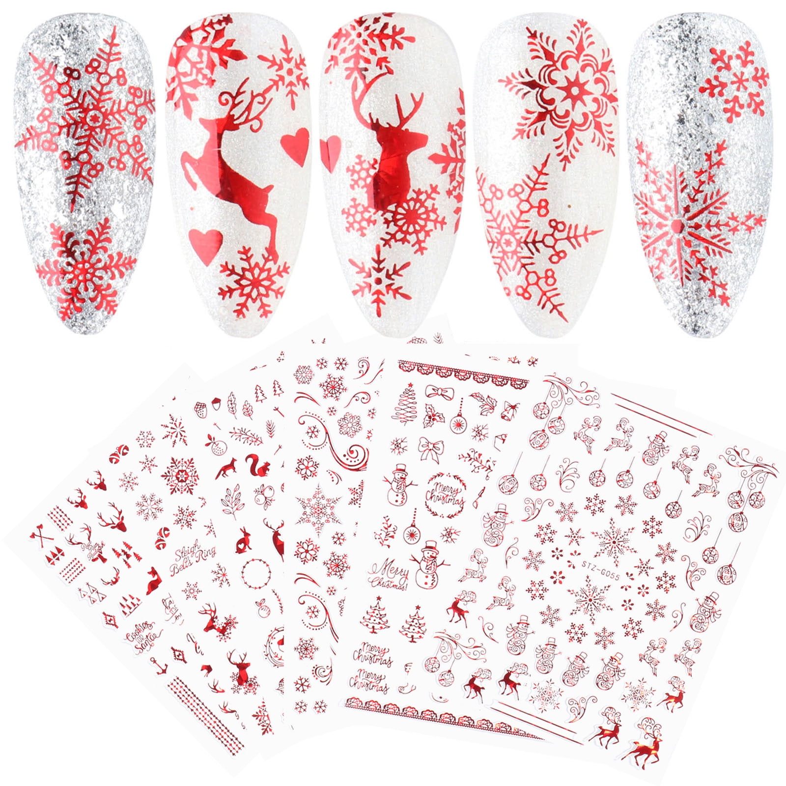 Aneco 800 Pieces Foam Snowflakes Stickers Self-adhesive Snowman Stickers  Decals for Christmas Winter Decoration