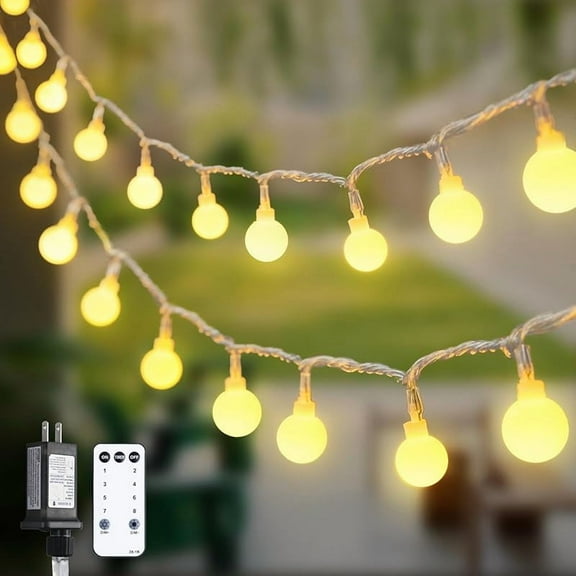 JMEXSUSS 100 LED Connectable Globe String Lights Indoor Bedroom, 33ft Warm White Christmas String Lights Plug in with Remote, 8 Modes Hanging Fairy Lights Outdoor for Room Classroom Dorm Party Decor
