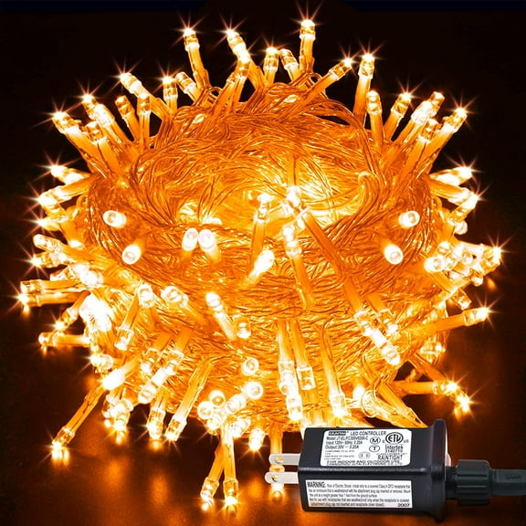 JMEXSUSS 100 LED Orange Halloween Decor Lights, 8 Modes Orange Halloween Lights Indoor Outdoor, 33ft Connectable Orange String Lights Plug in for Christmas Halloween Decorations
