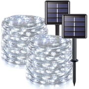JMEXSUSS 2 Pack Solar String Lights Outdoor Waterproof, Each 33FT 100 LED Solar Christmas Lights Outdoor, 8 Modes Solar Fairy Light for Outside Yard Tree Patio Garden Wedding Christmas Decorations