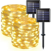 JMEXSUSS 2 Pack 100 LED Solar String Lights Outdoor Waterproof, Each 33FT Solar Christmas Lights 8 Modes, Copper Wire Solar Fairy Lights for Garden Outside Patio Tree Yard Decorations (Warm White)