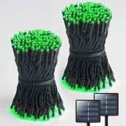 JMEXSUSS 2 Pack 200 LED Solar Halloween Lights, 75.5ft Green Solar Lights Outdoor Waterproof, 8 Lighting Modes Solar String Lights for Patio, Garden, Tree, Chri