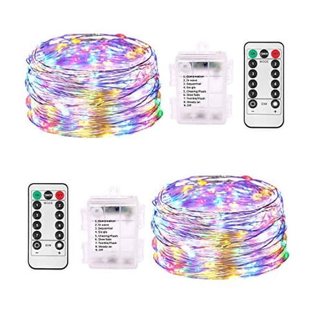 JMEXSUSS 2 Pack Fairy Lights Battery Operated, 66ft 200 LED Fairy Lights with Remote, 8 Modes Outdoor Fairy Light for Bedroom Centerpiece Wedding Patio Garden Party Decor (Multicolor)