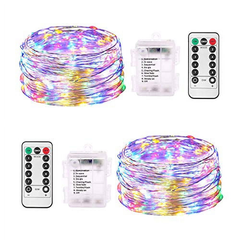 JMEXSUSS 2 Pack Fairy Lights Battery Operated, 66ft 200 LED Fairy Lights with Remote, 8 Modes