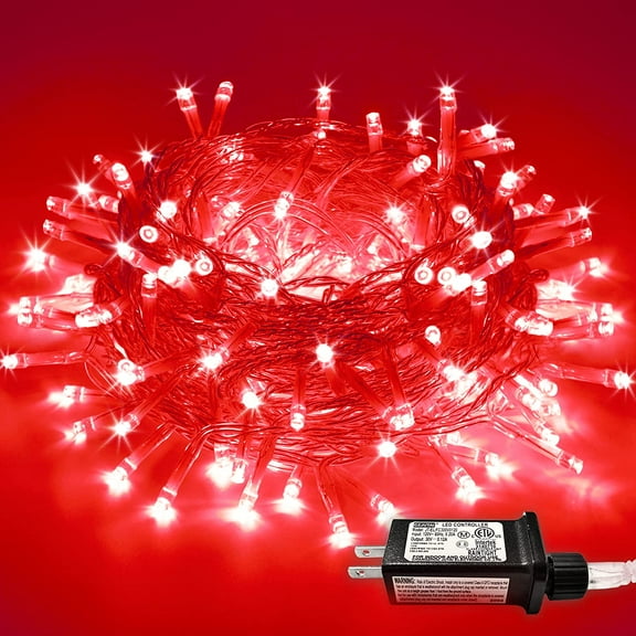 JMEXSUSS Red Christmas Lights Outdoor Indoor, 66ft 200 LED Red String Lights Clear Wire, 8 Modes Xmas Twinkle Fairy Light Plug in for Tree Room Party Christmas Decorations