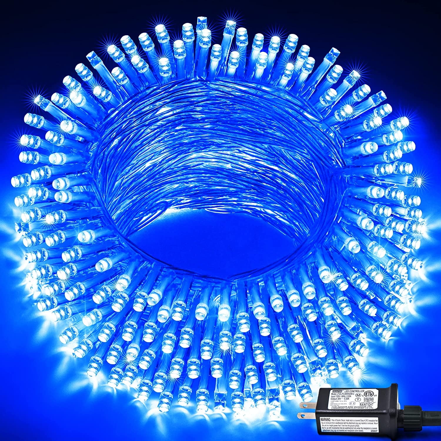 JMEXSUSS 33ft 100 LED Blue Christmas Tree Lights, 8 Modes Blue LED Christmas Lights Indoor, Blue Fairy String Lights Outdoor Waterproof for Christmas, Christmas Tree Decorations, Xmas, Party, Garden