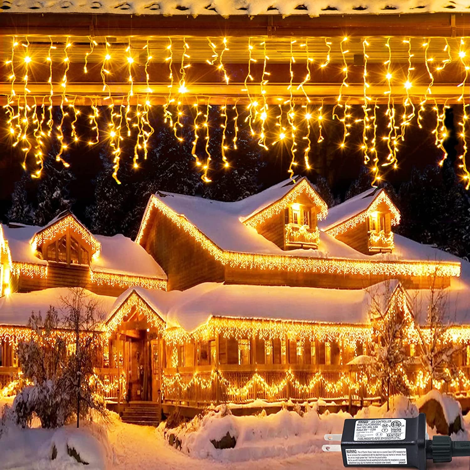 JMEXSUSS 38.8FT 400 LED Icicle Lights Outdoor Waterproof Icicle