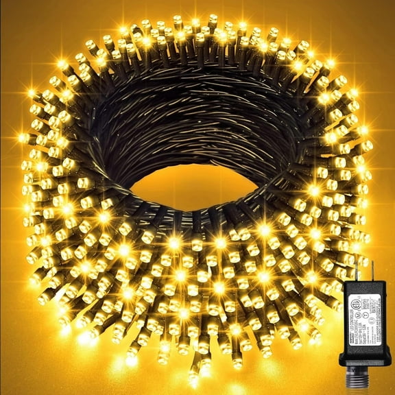 JMEXSUSS 66ft 200 LED Warm White Christmas Lights Outdoor, Green Wire Christmas Tree Lights Plug in, 8 Modes Outdoor String Lights for Outside Bedroom Wedding Party Home Decorations