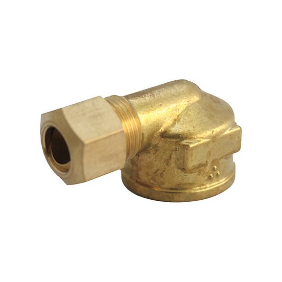 Jmf Compression Elbow 90 Deg. 3/8 " Comp X 1/4 " Fpt Yellow Brass 400 Psi Lead Free Pack of 5