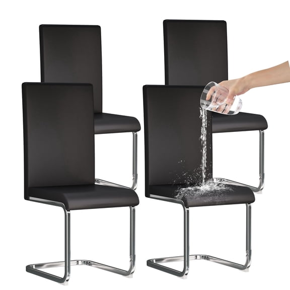 JMGJOY 4-Piece Dining Chairs Set, Black High-Back Faux Leather Kitchen Chairs for Dining Room, Kitchen, Office | Modern & Comfortable（black）