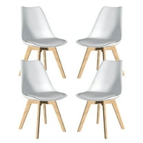 JMGJOY 4-Piece Mid Century Modern Dining Chair Set, PU Leather Seat & Wood Legs, for Kitchen Dining Room Living Room, White