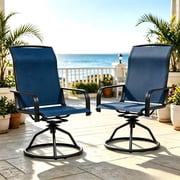 JMGJOY Patio Swivel Chair Set of 2, Outdoor High Back Textilene Rocking Chairs   360  Rotating & 15  Reclining, All-Weather Metal Frame for Garden, Deck, Poolside 2, Blue, 2-Price