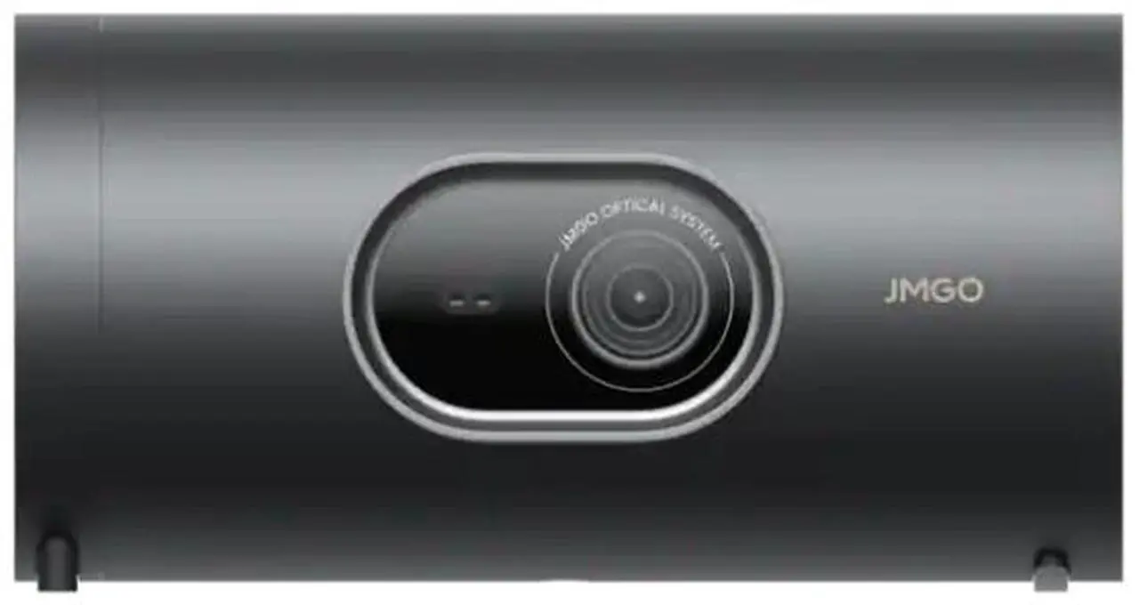 JmGO - PicoPlay+ 1080P Google TV Mini Portable Projector, 8W Dolby , 3D, HDR10, WiFi & Bluetooth for Home Party, Outdoor - Black