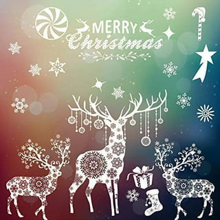 Christmas Tree Stickers, Christmas Tree and Merry Christmas Gifts Wall  Decals, PVC Wall Clings Window Decoration 