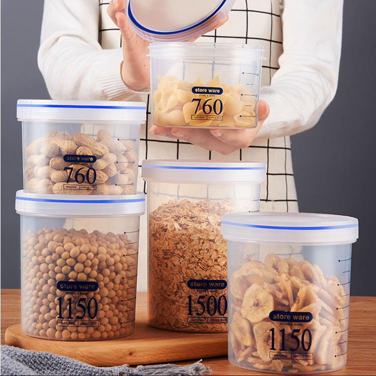 JMH 3 Pcs Air-Tight Storage Containers- Pantry Durable Seal Pot - Cereal  Storage Containers - BPA Free - Clear Containers (760ml, 1150ml, 1500ml)