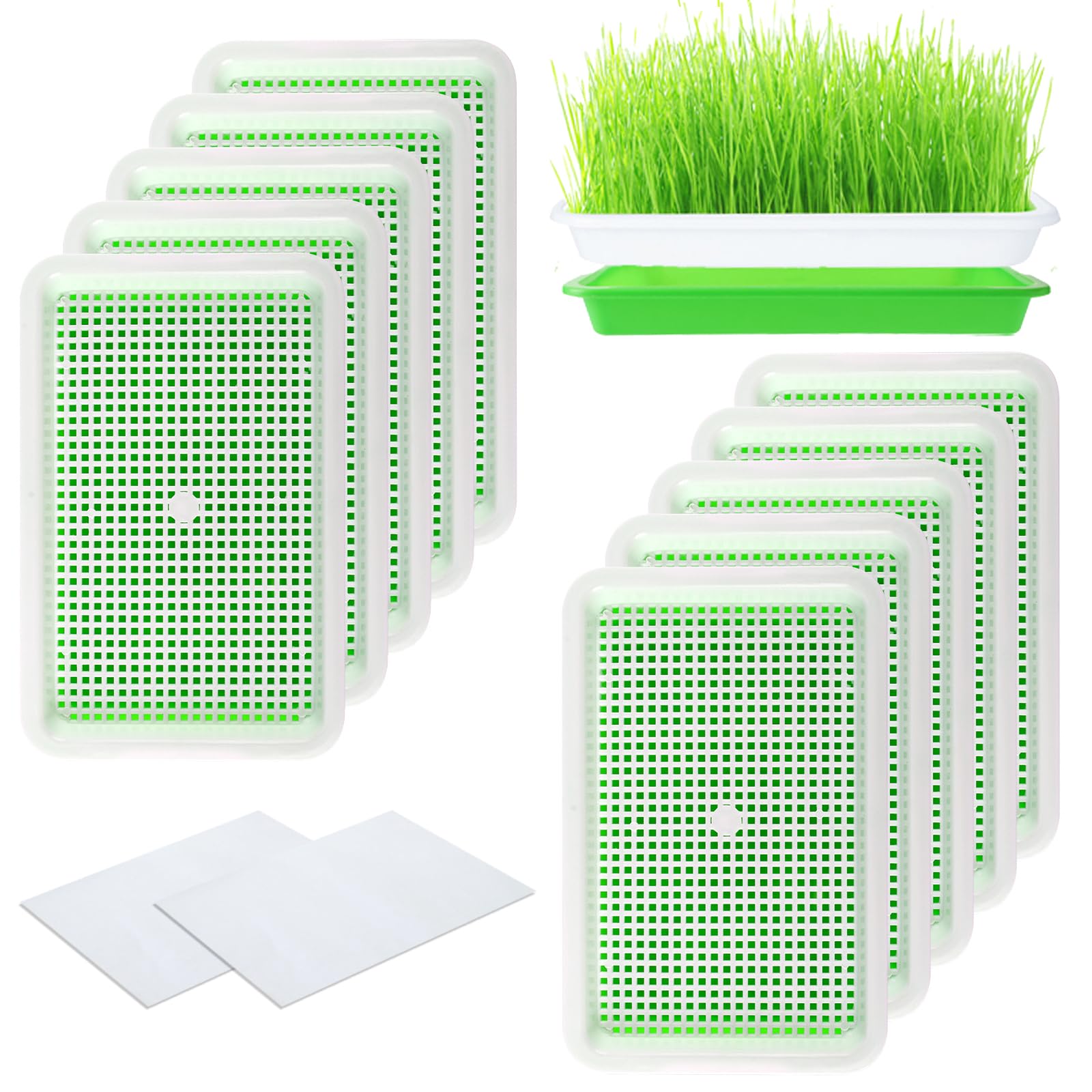 JMIATRY 10 Set Microgreen MMF7 Trays 8.9 x 5.7 Seed Sprouting Tray