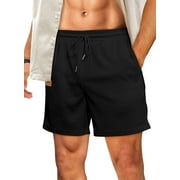 JMIERR Big and Tall Mens Workout Shorts Waffle Casual Shorts Running Summer Beach Drawstring Elastic Waist Shorts with Pockets