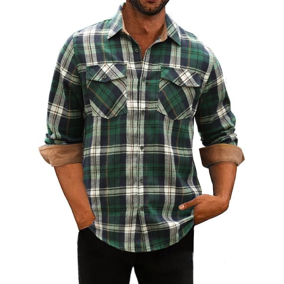 JMIERR Men Button Down Regular Fit Long Sleeve Plaid Flannel Casual Shirts