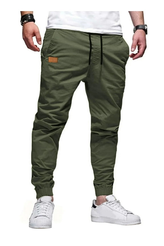 Men Cargo Pants Casual Cotton Workout Hiking Pants Stretch Outdoor Lightweight Trousers with Pockets