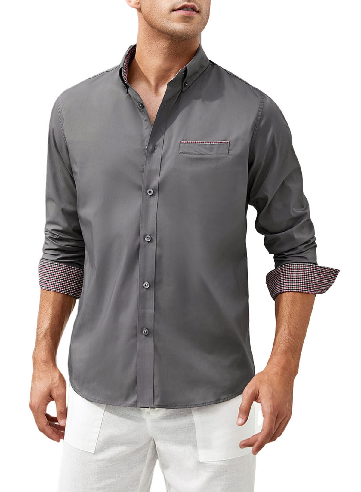 JMIERR Men Cotton Button Down Dress Shirts Casual Stylish Long Sleeve