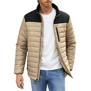 JMIERR Men Puff Jacket Lightweight Zip Up Long Sleeve Winter Windproof Down Jackets Outwear Coat