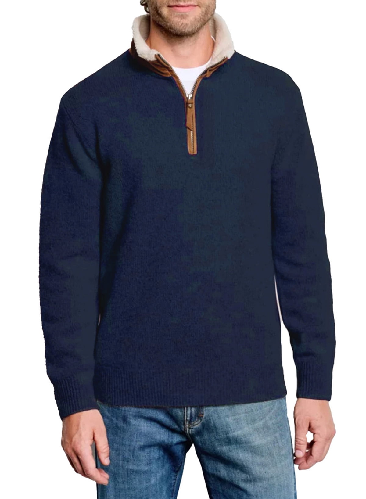 JMIERR Men Quarter Zip Up Sweaters Lightweight Mock Neck Pullover