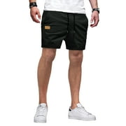 JMIERR Men's Cargo Shorts - Drawstring Summer Beach Cotton Stretch 4 Inch Shorts With Packet Black