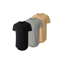 JMIERR Men's T Shirts Short Sleeve UnderShirts Cotton Hipster Crewneck Tee ,3 Pack,Black;Gray;Brown
