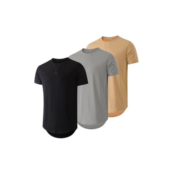 JMIERR Men's T Shirts Short Sleeve UnderShirts Cotton Hipster Crewneck Tee ,3 Pack,Black;Gray;Brown