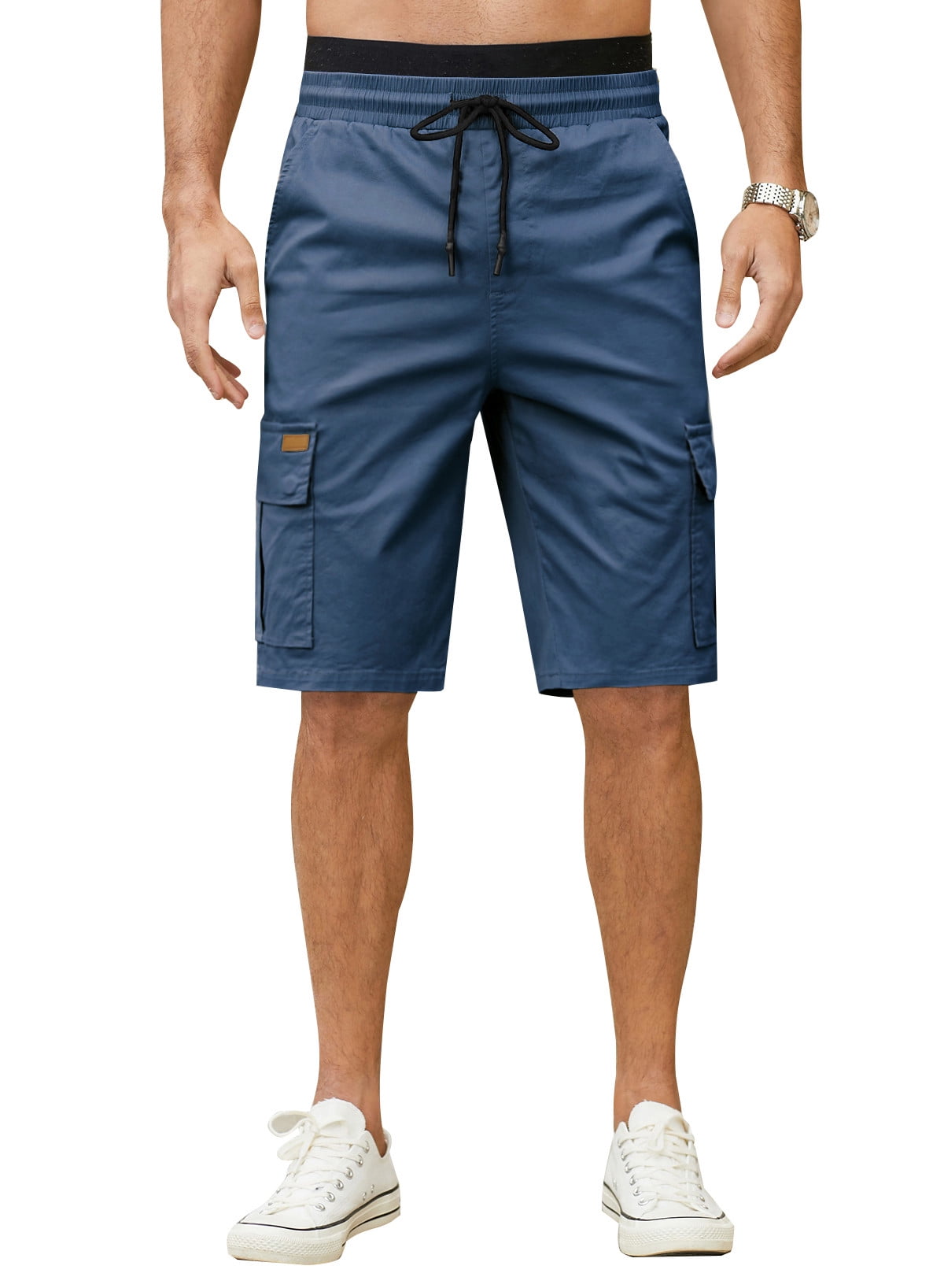 JMIERR Men's Twill Shorts Cargo Casual Cotton Drawstring Classic ...