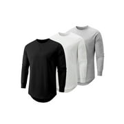 JMIERR Mens 3 Pack Long Sleeve Crew Neck T Shirts Cotton Classic Longline Under Shirts,3 Pack,S-3XL