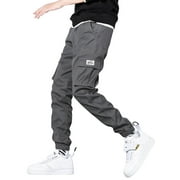 JMIERR Mens Cargo Pants Sport Pants Jogger Drawstring Outdoor Trousers with Pockets